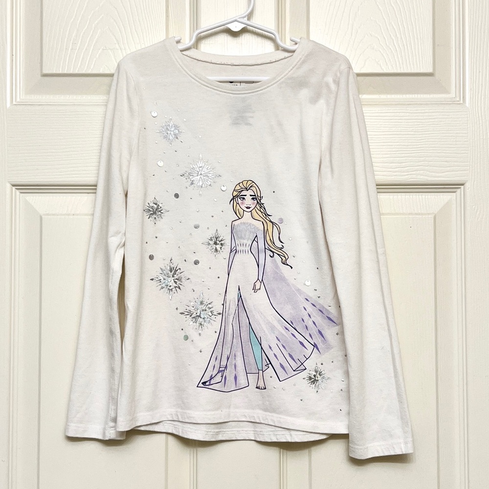 Girls Jumping Beans Disney Frozen Elsa Graphic Long Sleeved Shirt Size 7